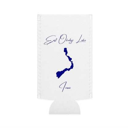Iowa  East  Okoboji  Lake  Slim  Can  Koozie  front  position  view  from  flat-front  white.webp