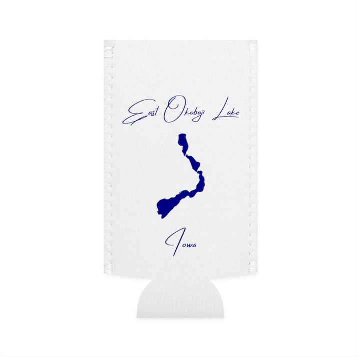 Iowa  East  Okoboji  Lake  Slim  Can  Koozie  front  position  view  from  flat-front  white.webp