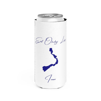 Iowa  East  Okoboji  Lake  Slim  Can  Koozie  front  position  view  from  front  white.webp