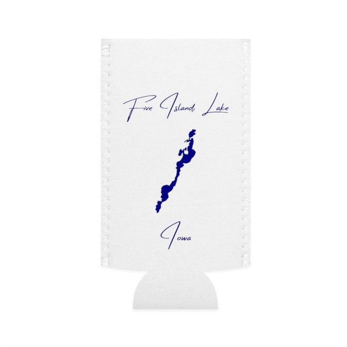 Iowa  Five  Island  Lake  Slim  Can  Koozie  front  position  view  from  flat-front  white.webp