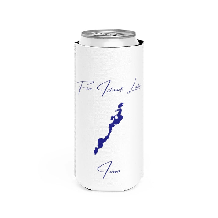 Iowa  Five  Island  Lake  Slim  Can  Koozie  front  position  view  from  front  white.webp
