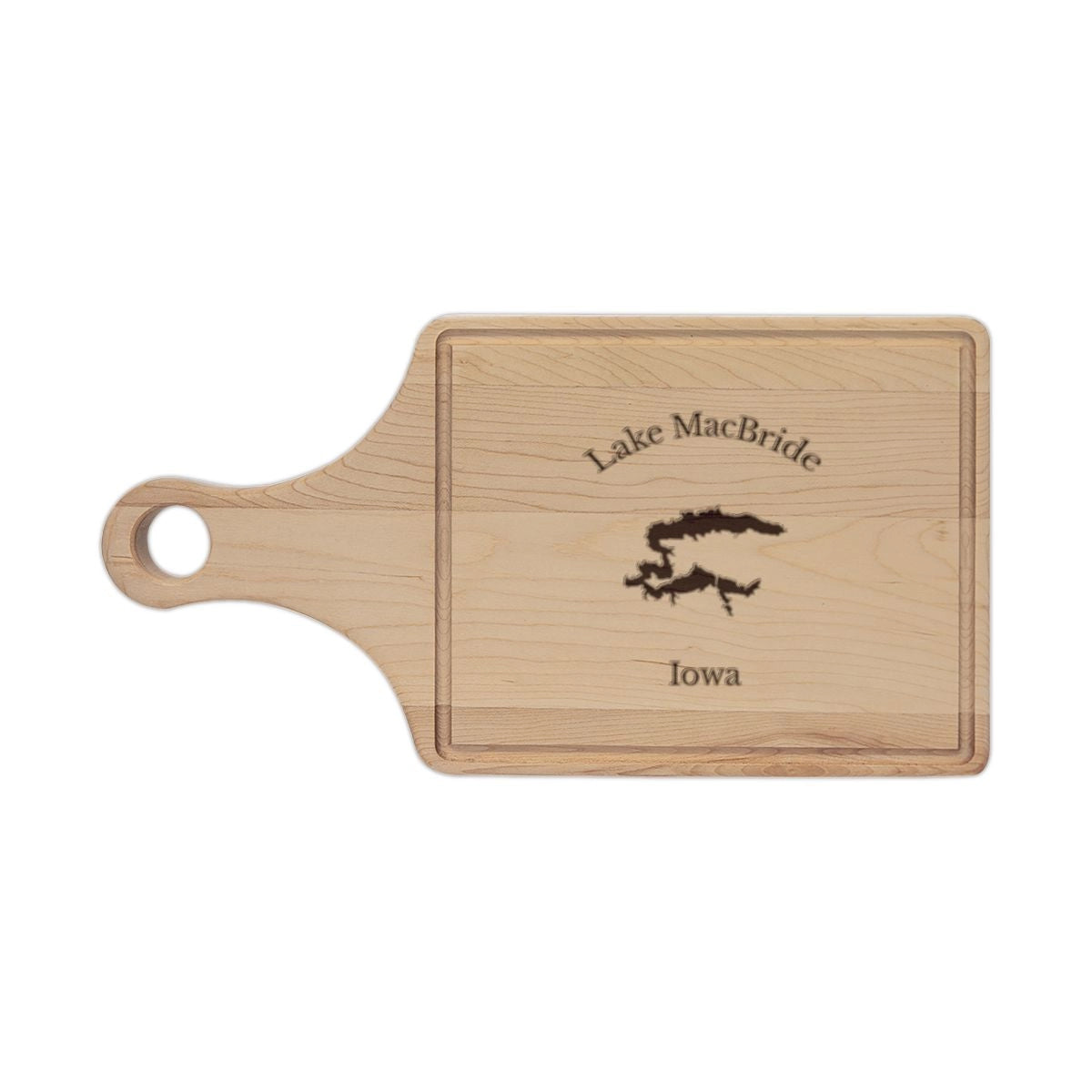 Iowa  Lake  MacBride  Engraved  Cutting  Board  front  position  view  from  front  maple.webp