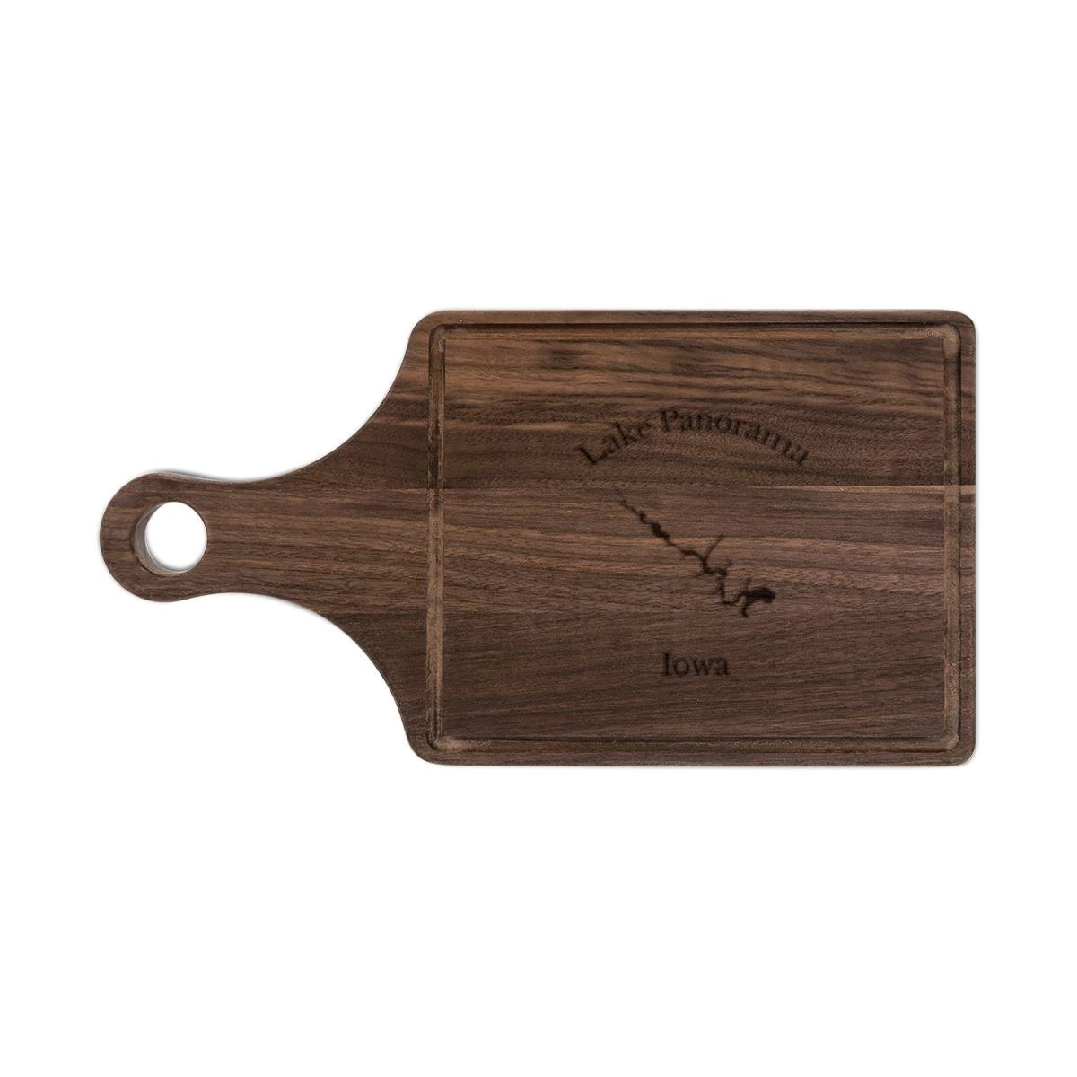 Iowa  Lake  Panorama  Engraved  Cutting  Board  front  position  view  from  front  walnut.webp