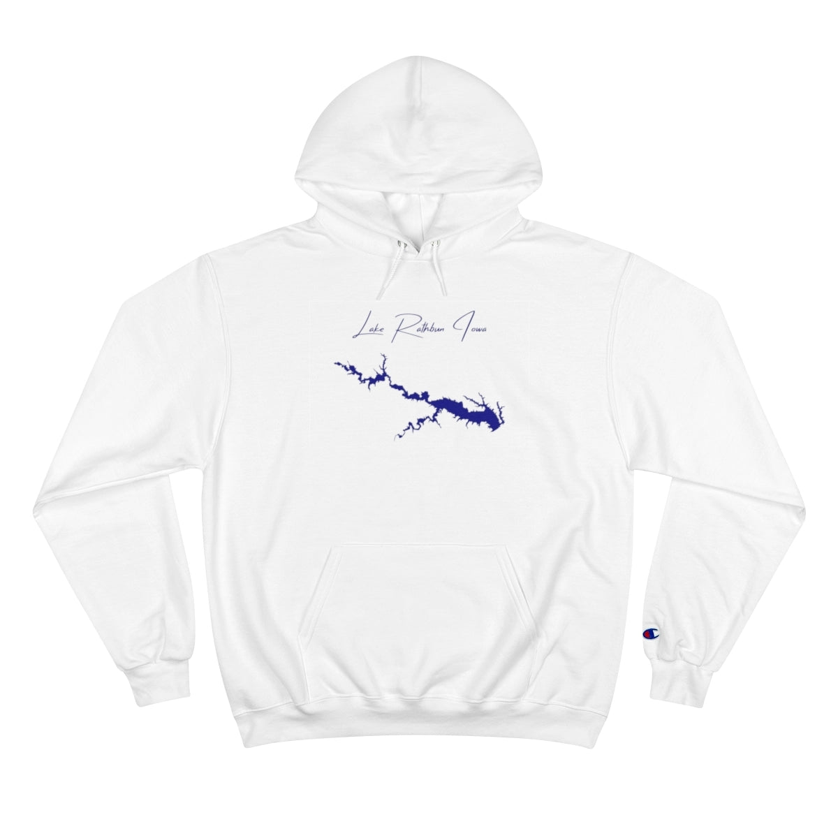 Iowa  Lake  Rathbun  Hoodie  front  position  view  from  front  white.webp