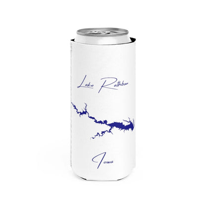 Iowa  Lake  Rathbun  Slim  Can  Koozie  front  position  view  from  front  white.webp