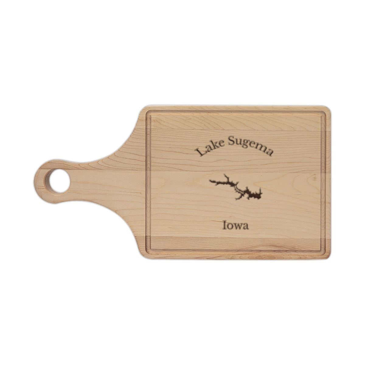 Iowa  Lake  Sugema  Engraved  Cutting  Board  front  position  view  from  front  maple.webp