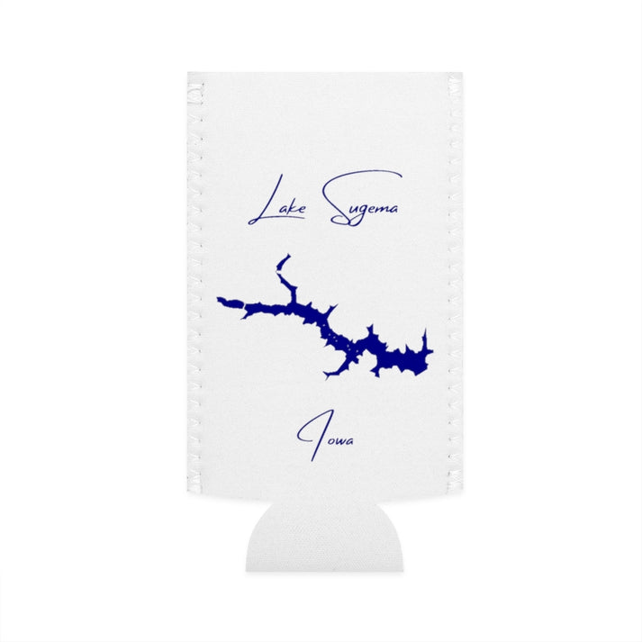 Iowa  Lake  Sugema  Slim  Can  Koozie  front  position  view  from  flat-front  white.webp
