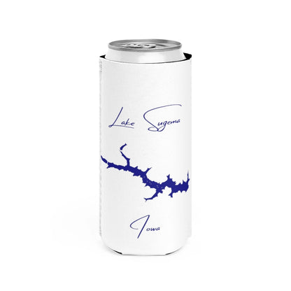 Iowa  Lake  Sugema  Slim  Can  Koozie  front  position  view  from  front  white.webp