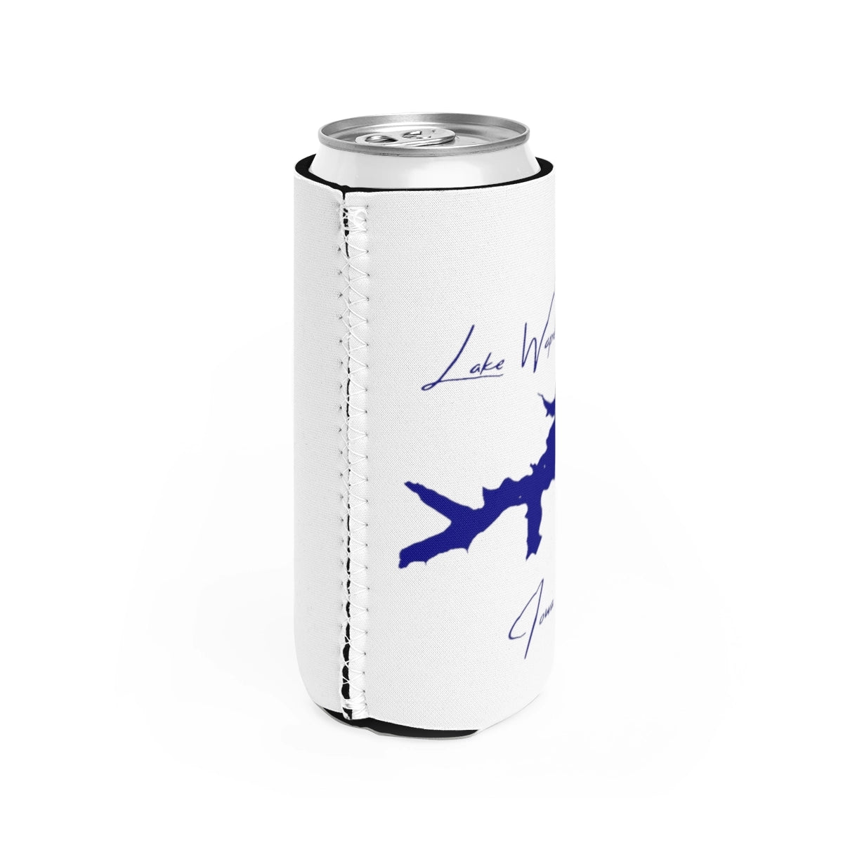 Iowa  Lake  Wapello  Slim  Can  Koozie  all  position  view  from  right  white.webp