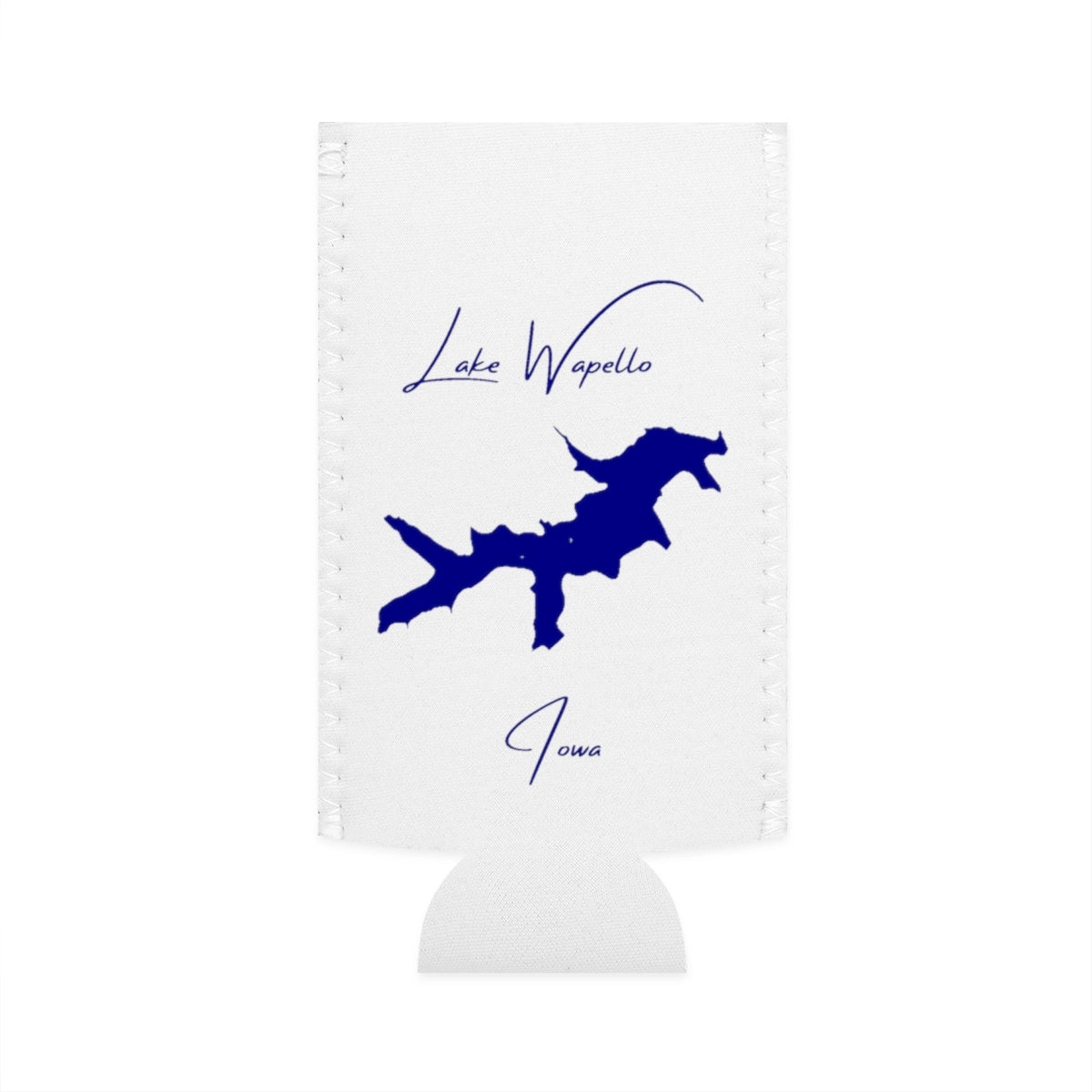 Iowa  Lake  Wapello  Slim  Can  Koozie  front  position  view  from  flat-front  white.webp