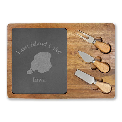 Iowa  Lost  Island  Lake  Engraved  Charcuterie  Board  other  position  view  from  front  13  3  4  x  9  3  4.webp