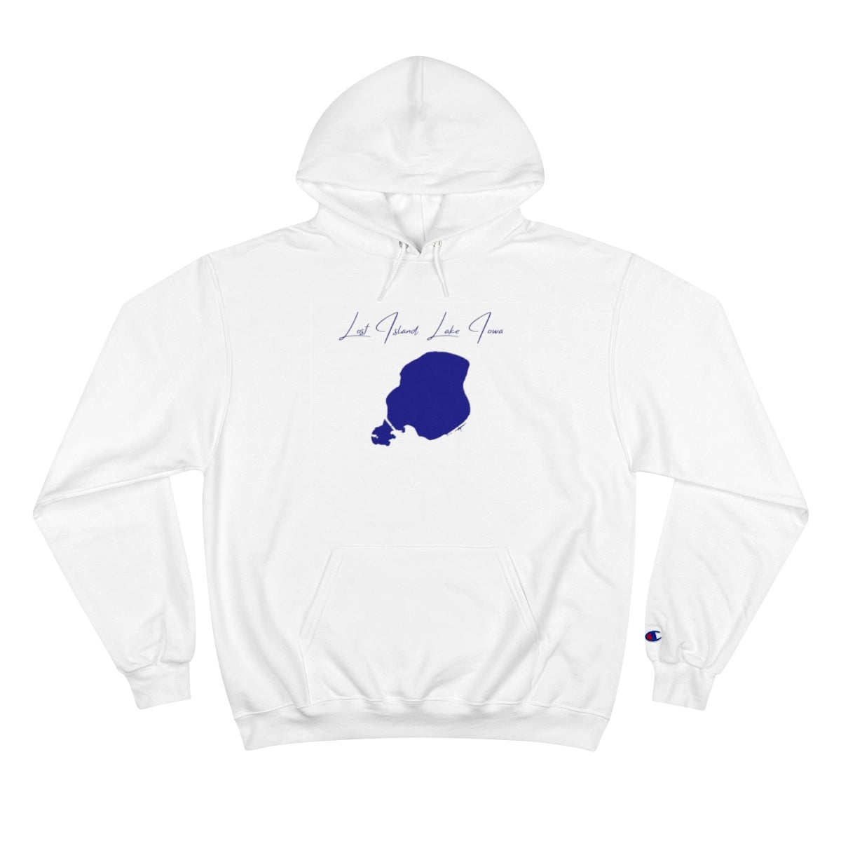 Iowa  Lost  Island  Lake  Hoodie  front  position  view  from  front  white.webp