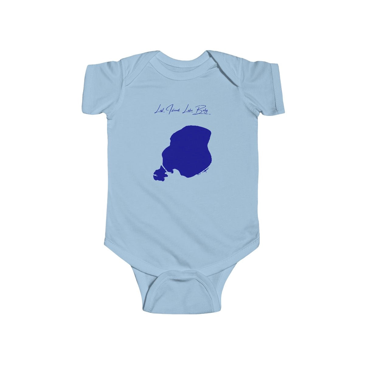Iowa  Lost  Island  Lake  Onesie  front  position  view  from  front  light  blue.webp