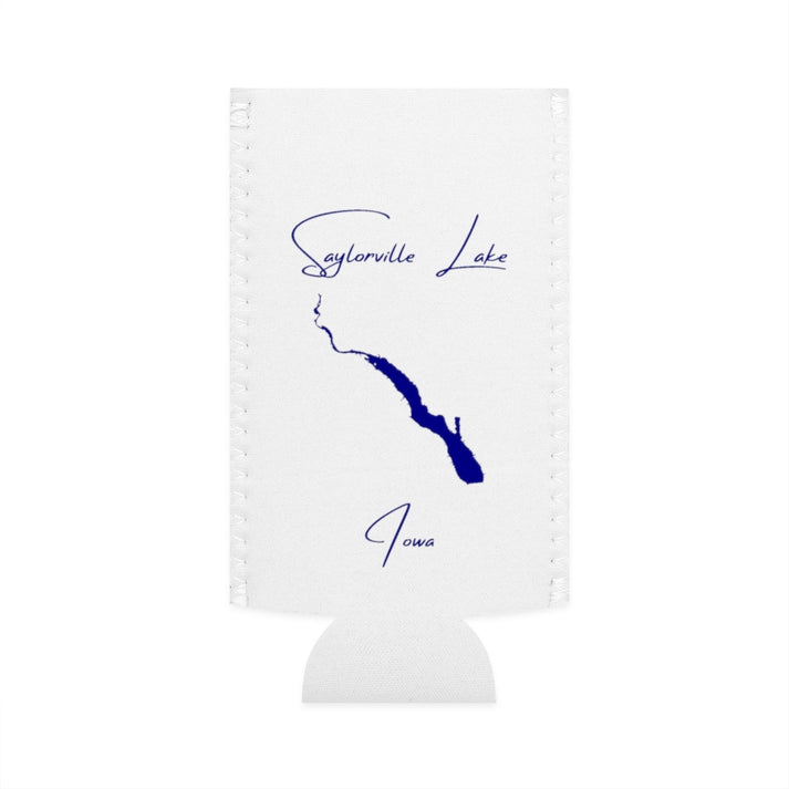 Iowa  Saylorville  Lake  Slim  Can  Koozie  front  position  view  from  flat-front  white.webp