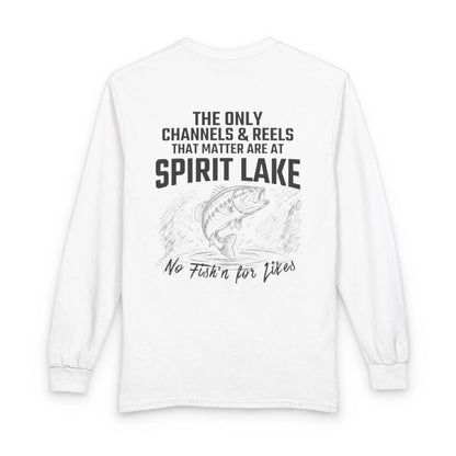 Iowa  Spirit  Lake  Long  Sleeve  Fishing  T-shirt  back  position  view  from  back  white.webp