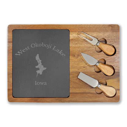 Iowa  West  Okoboji  Lake  Engraved  Charcuterie  Board  other  position  view  from  front  13  3  4  x  9  3  4.webp