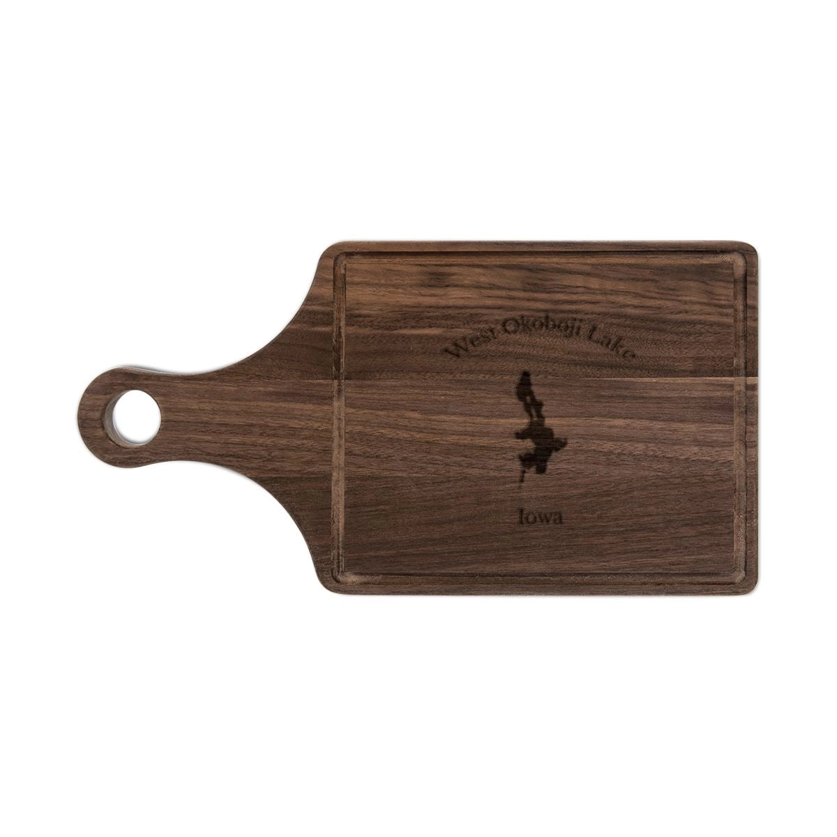 Iowa  West  Okoboji  Lake  Engraved  Cutting  Board  front  position  view  from  front  walnut.webp