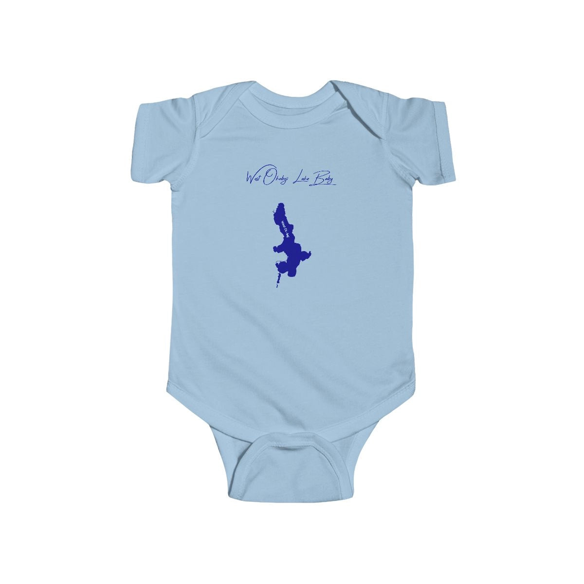 Iowa  West  Okoboji  Lake  Onesie  front  position  view  from  front  light  blue.webp