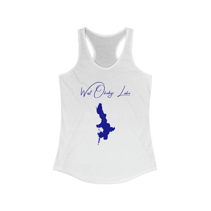 Iowa  West  Okoboji  Lake  Racerback-Tank  front  position  view  from  front  solid  white.webp