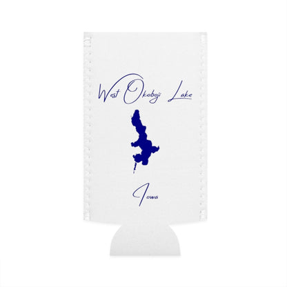 Iowa  West  Okoboji  Lake  Slim  Can  Koozie  front  position  view  from  flat-front  white.webp