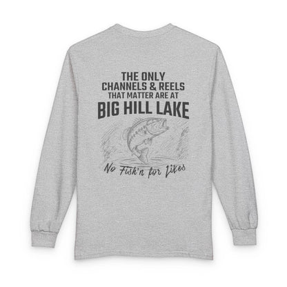 Kansas  Big  Hill  Lake  Long  Sleeve  Fishing  T-shirt  back  position  view  from  back  sport  grey.webp