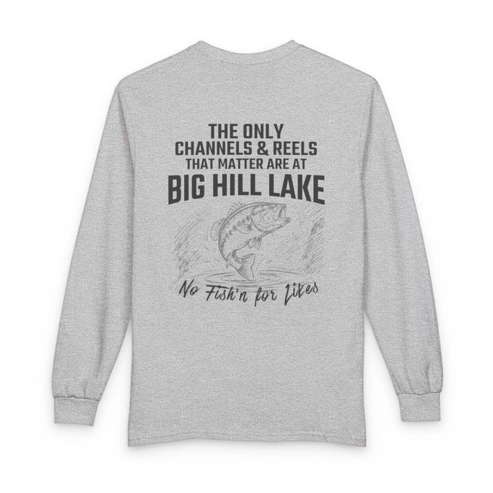 Kansas  Big  Hill  Lake  Long  Sleeve  Fishing  T-shirt  back  position  view  from  back  sport  grey.webp