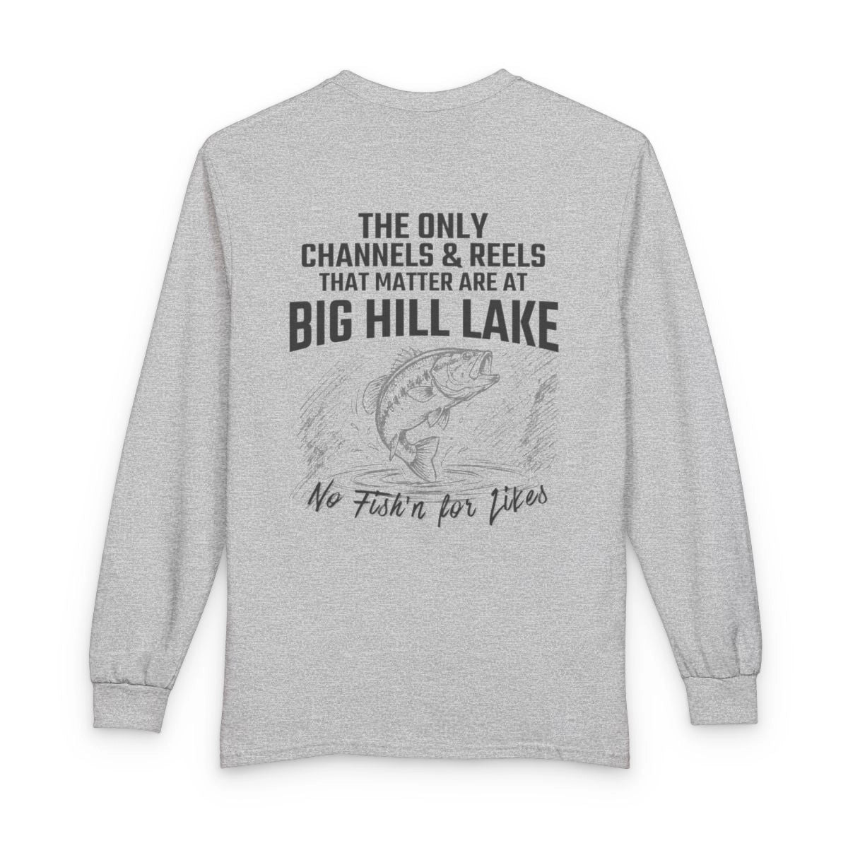 Kansas  Big  Hill  Lake  Long  Sleeve  Fishing  T-shirt  back  position  view  from  back  sport  grey.webp