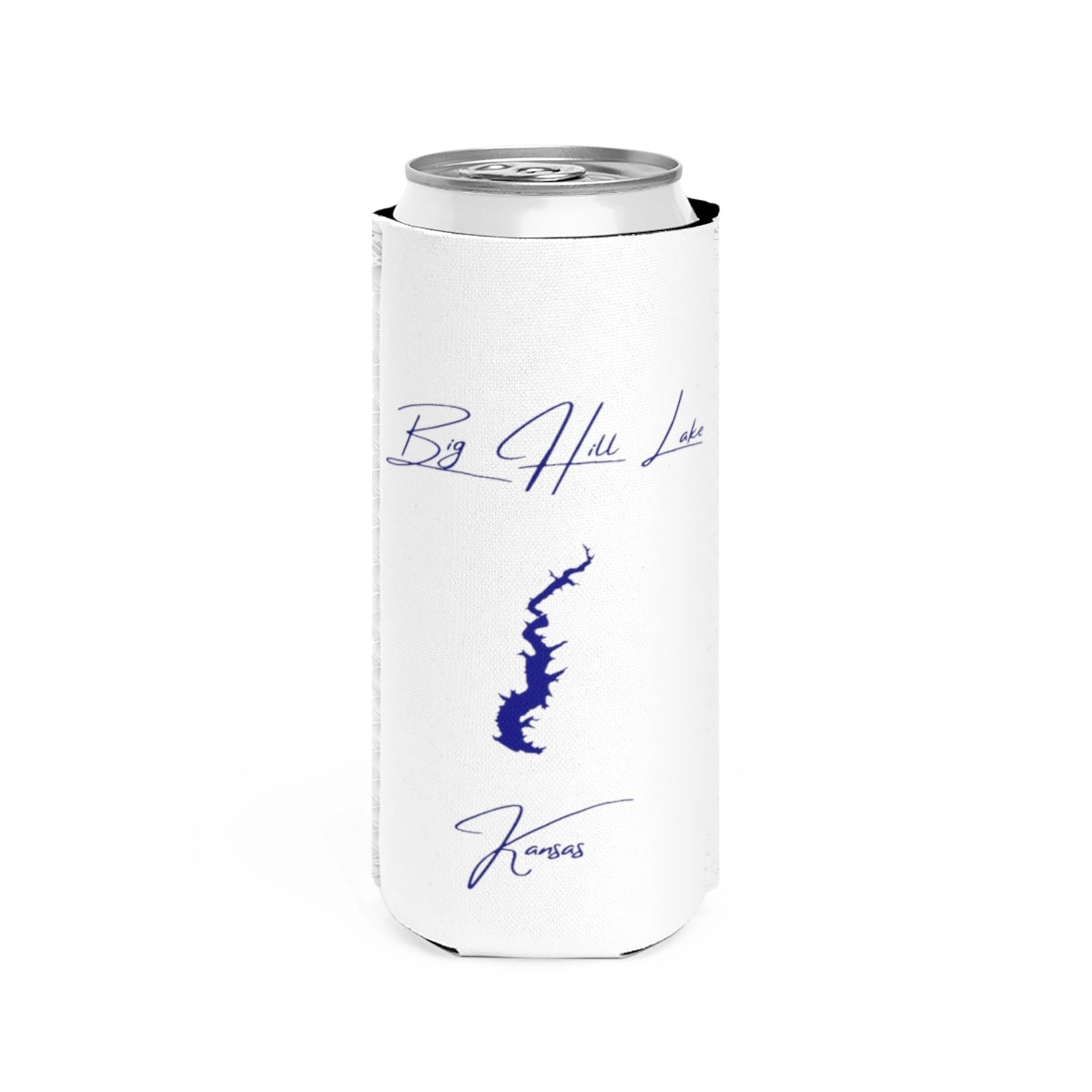 Kansas  Big  Hill  Lake  Slim  Can  Koozie  front  position  view  from  front  white.webp
