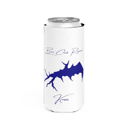 Kansas  Bone  Creek  Reservoir  Slim  Can  Koozie  front  position  view  from  front  white.webp
