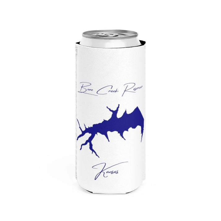 Kansas  Bone  Creek  Reservoir  Slim  Can  Koozie  front  position  view  from  front  white.webp