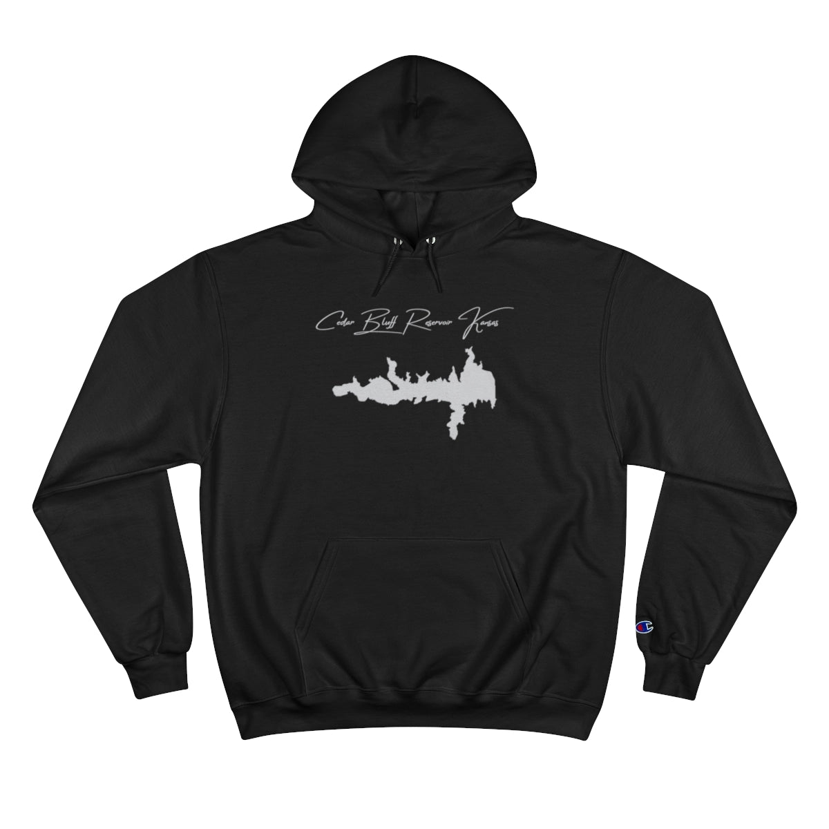 Kansas  Cedar  Bluff  Reservoir  Hoodie  front  position  view  from  front  black.webp