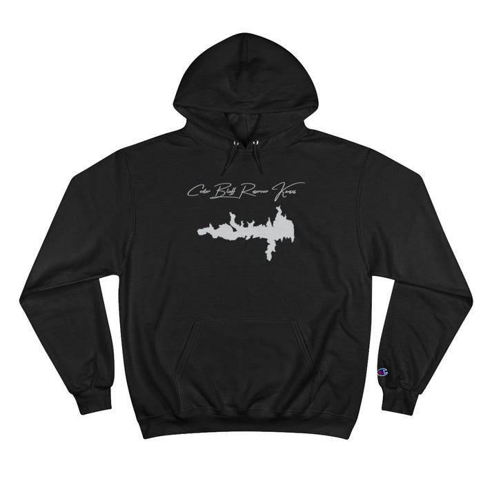 Kansas  Cedar  Bluff  Reservoir  Hoodie  front  position  view  from  front  black.webp