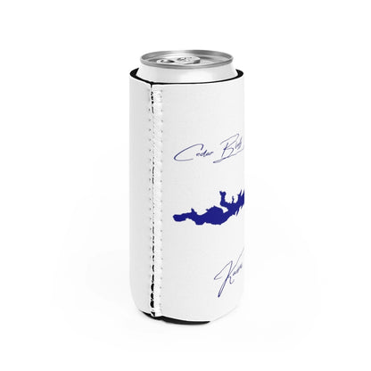 Kansas  Cedar  Bluff  Reservoir  Slim  Can  Koozie  all  position  view  from  right  white.webp
