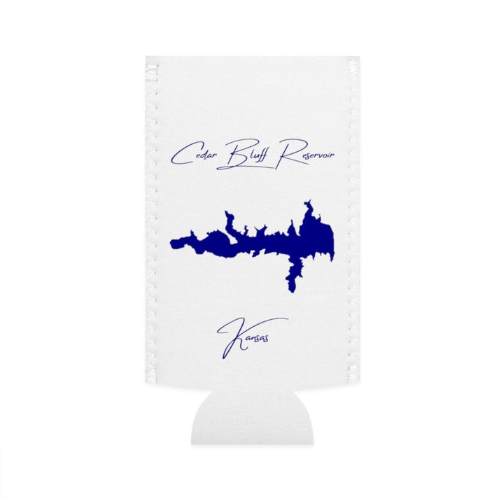 Kansas  Cedar  Bluff  Reservoir  Slim  Can  Koozie  front  position  view  from  flat-front  white.webp