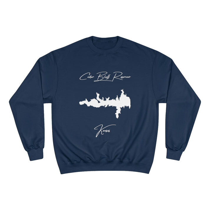 Kansas  Cedar  Bluff  Reservoir  Sweatshirt  front  position  view  from  front  navy.webp
