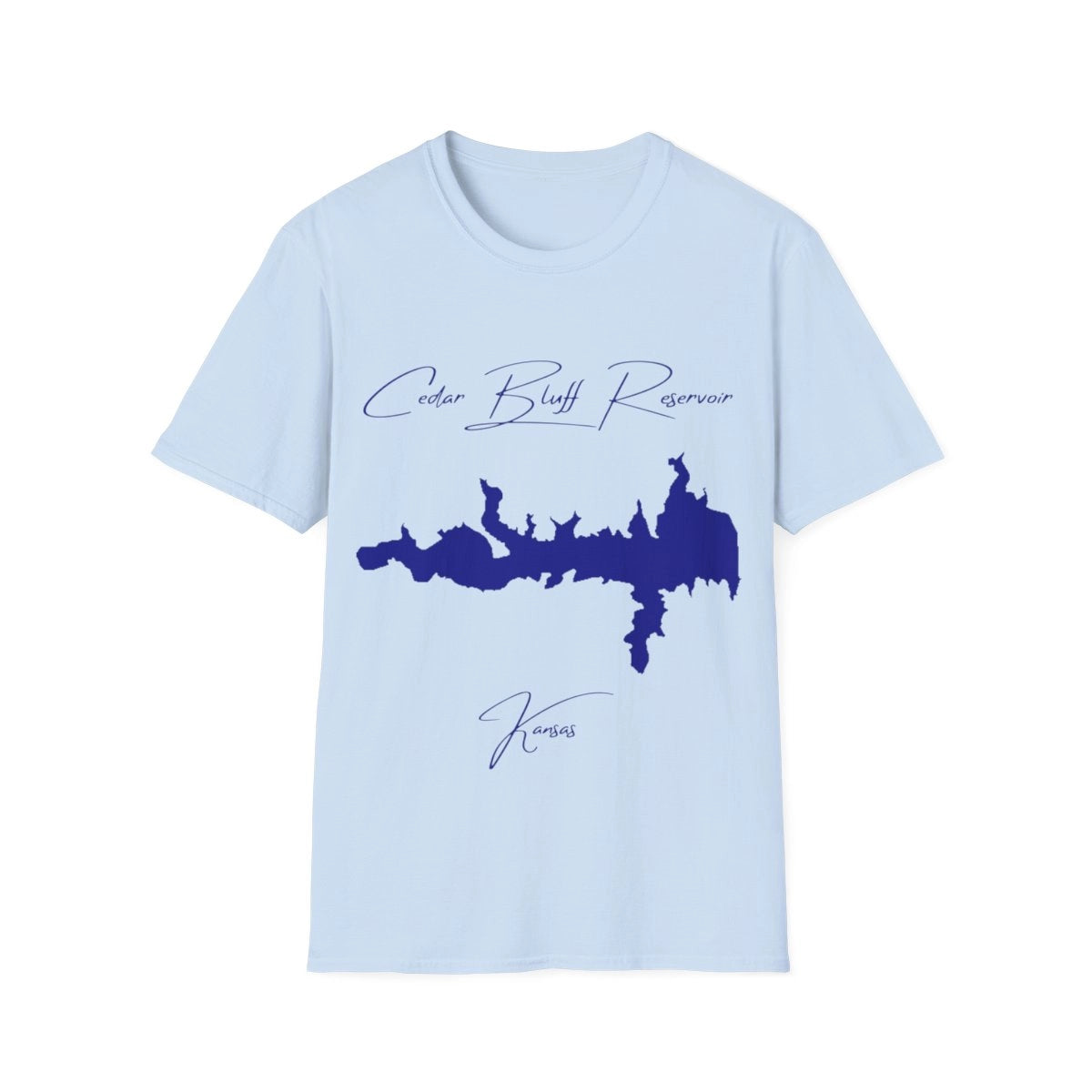 Kansas  Cedar  Bluff  Reservoir  T-shirt  front  position  view  from  front  light  blue.webp