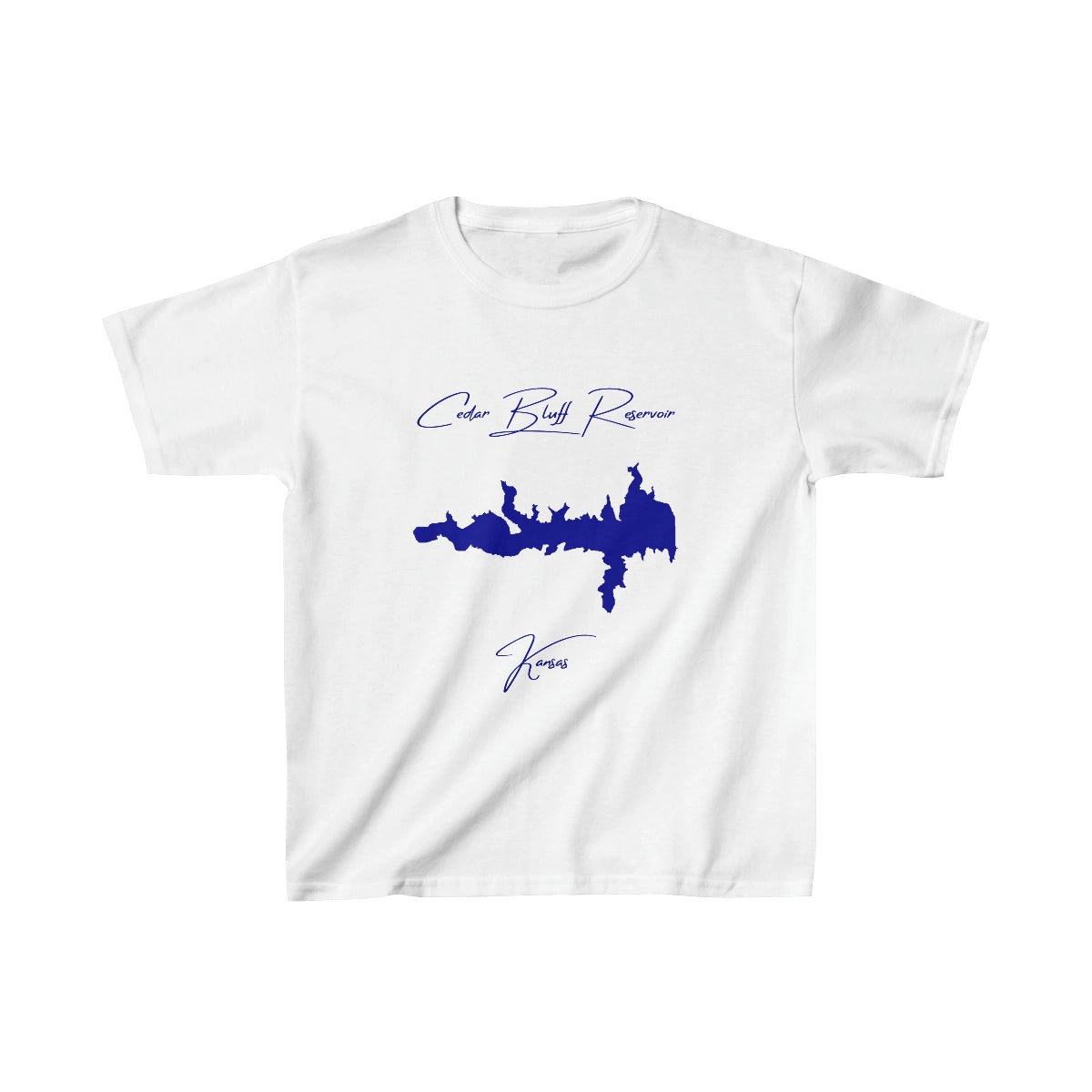 Kansas  Cedar  Bluff  Reservoir  Youth  T-shirt  front  position  view  from  front  white.webp