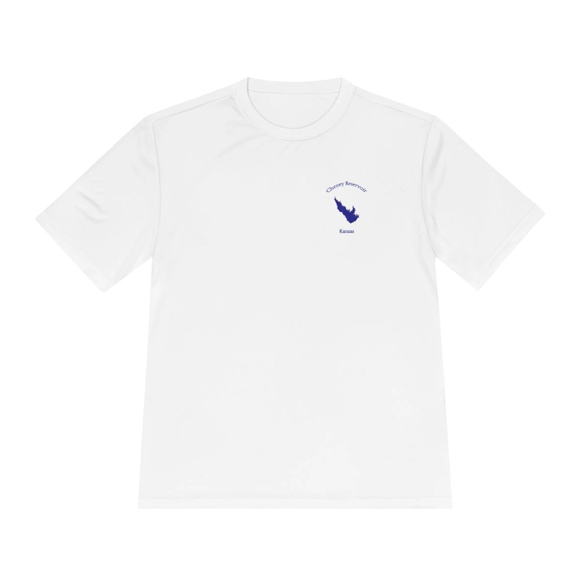Kansas  Cheney  Reservoir  Moisture  Wicking  Tee  front  position  view  from  front  white.webp