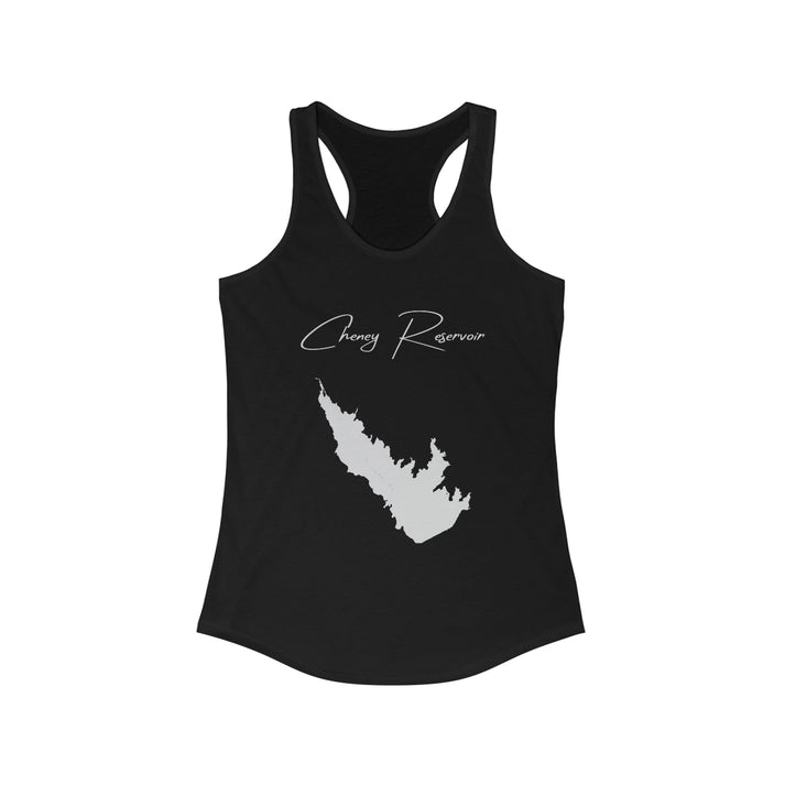 Kansas  Cheney  Reservoir  Racerback-Tank  front  position  view  from  front  solid  black.webp