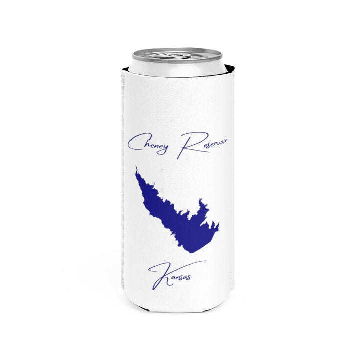 Kansas  Cheney  Reservoir  Slim  Can  Koozie  front  position  view  from  front  white.webp