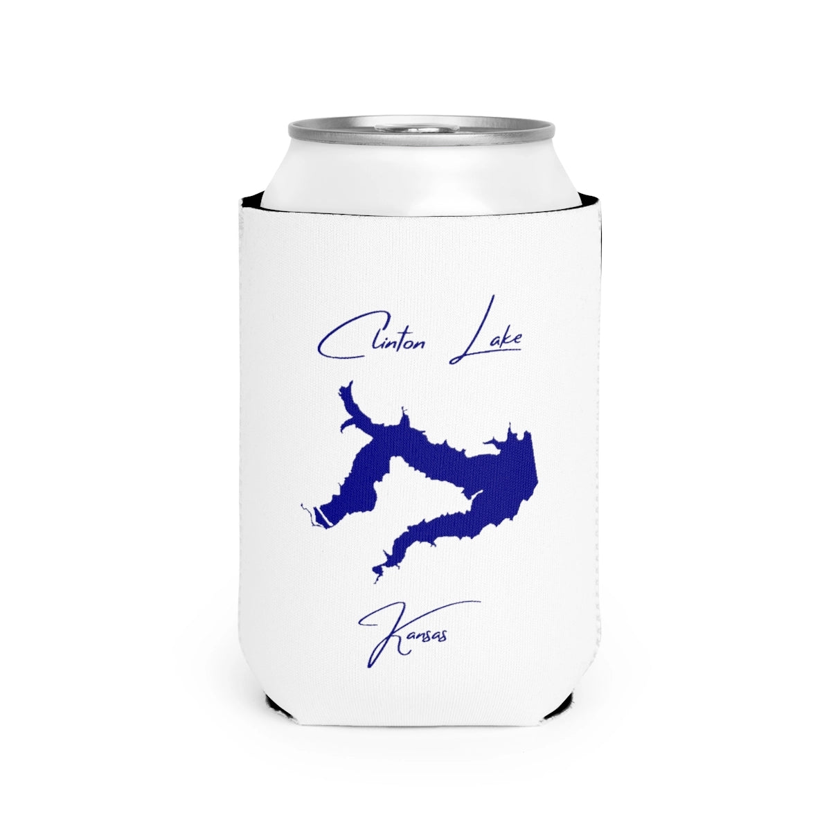 Kansas  Clinton  Lake  Can  Koozie  front  position  view  from  front-2  white.webp
