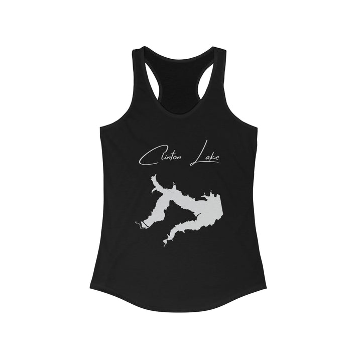 Kansas  Clinton  Lake  Racerback-Tank  front  position  view  from  front  solid  black.webp