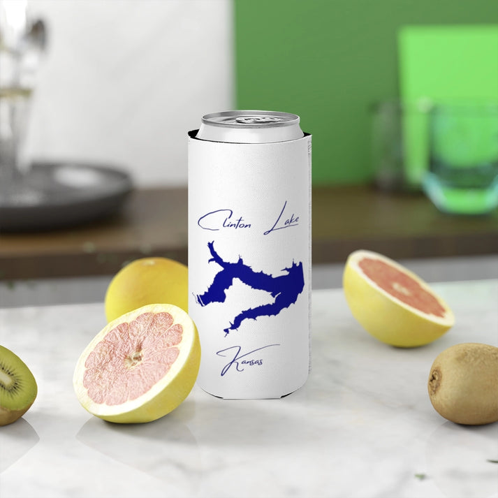 Kansas  Clinton  Lake  Slim  Can  Koozie  front  position  view  from  context-2  white.webp