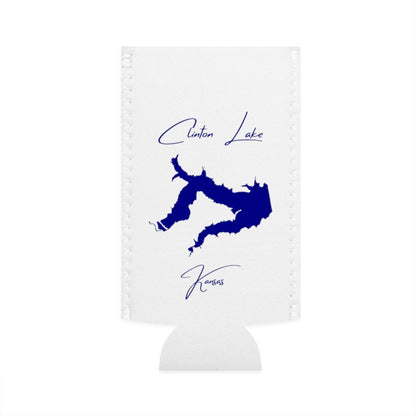 Kansas  Clinton  Lake  Slim  Can  Koozie  front  position  view  from  flat-front  white.webp
