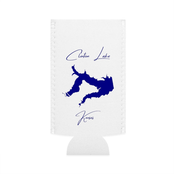 Kansas  Clinton  Lake  Slim  Can  Koozie  front  position  view  from  flat-front  white.webp