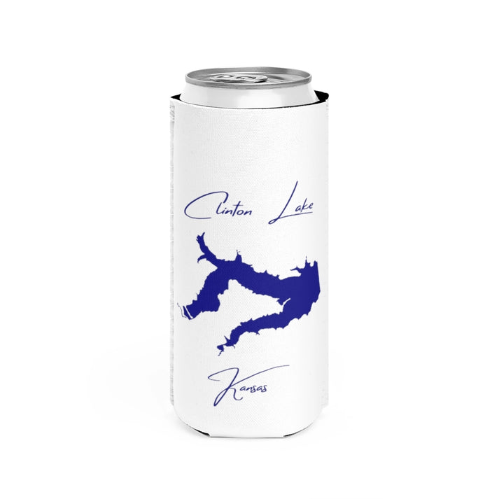 Kansas  Clinton  Lake  Slim  Can  Koozie  front  position  view  from  front  white.webp