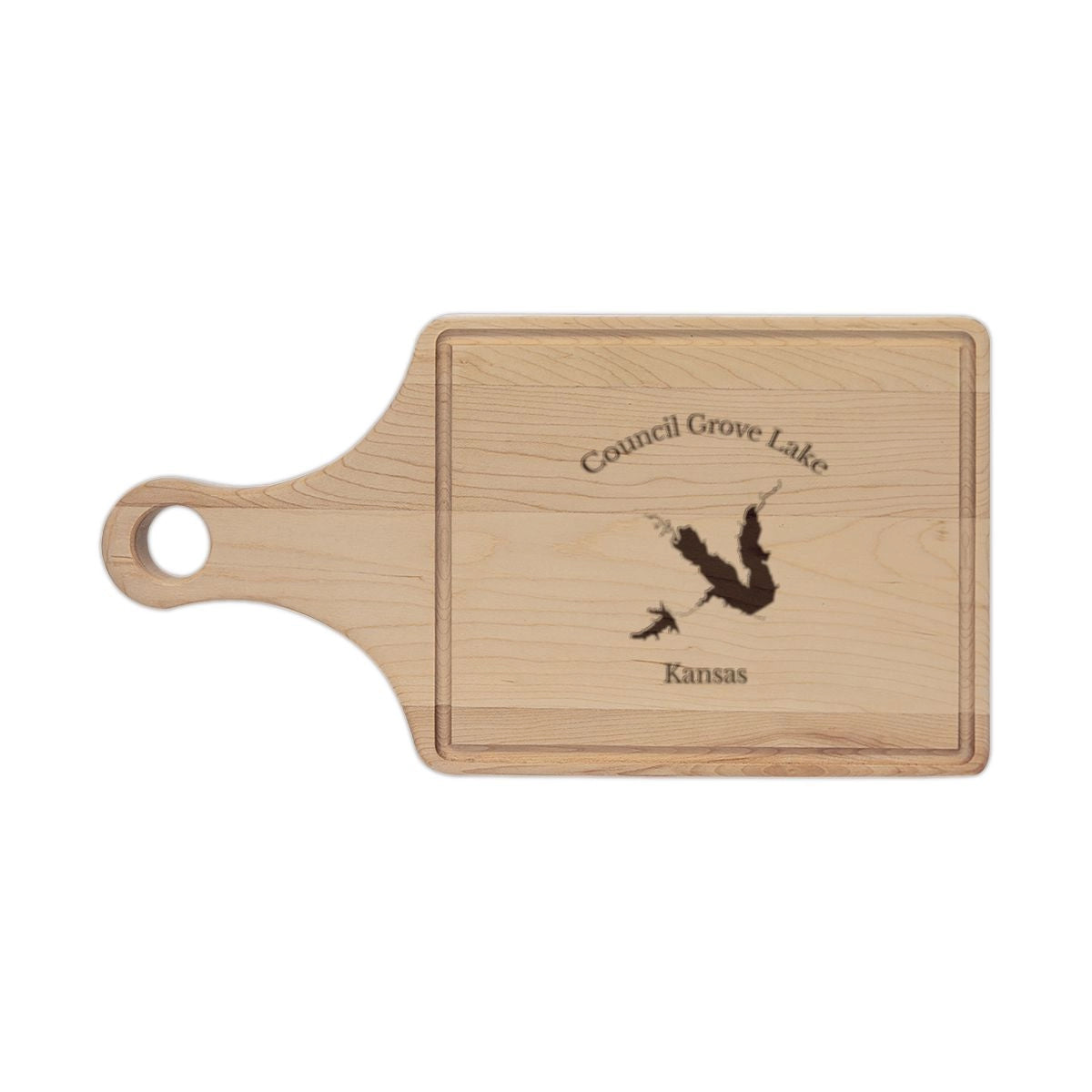 Kansas  Council  Grove  Lake  Engraved  Cutting  Board  front  position  view  from  front  maple.webp