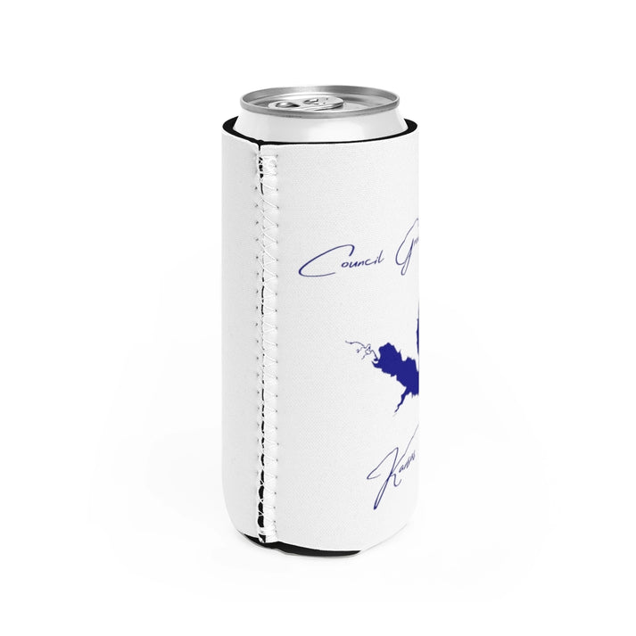 Kansas  Council  Grove  Lake  Slim  Can  Koozie  all  position  view  from  right  white.webp