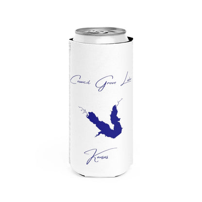 Kansas  Council  Grove  Lake  Slim  Can  Koozie  front  position  view  from  front  white.webp