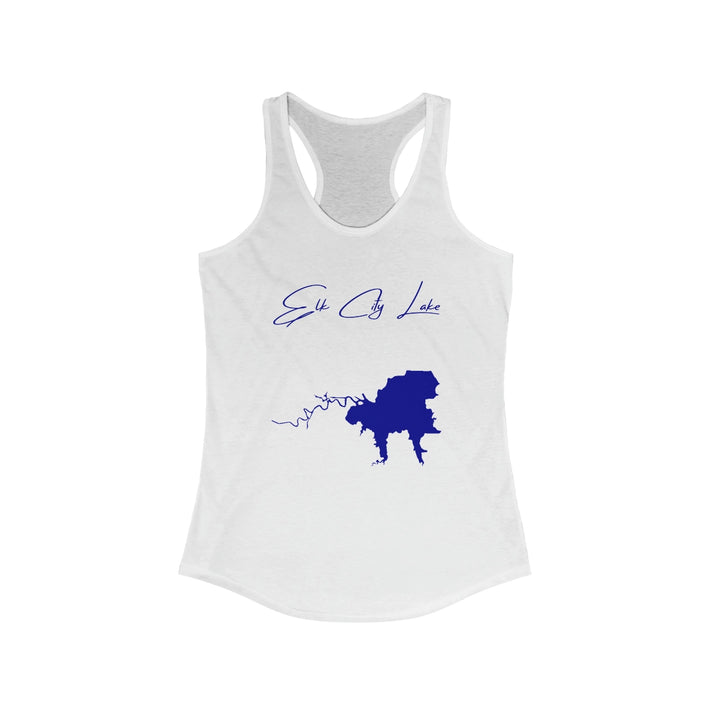 Kansas  Elk  City  Lake  Racerback-Tank  front  position  view  from  front  solid  white.webp